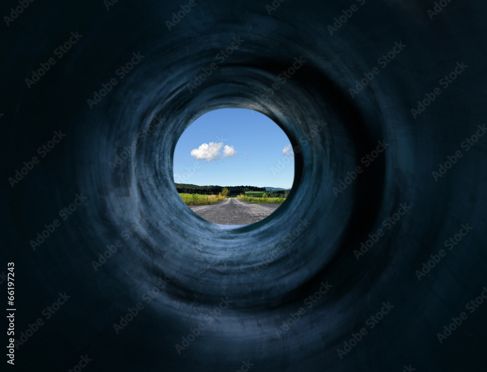 Tunnel and road to mystic land far away - obrazy, fototapety, plakaty 