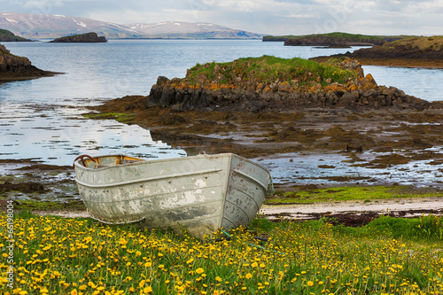 Old boat on Icelandic shore.