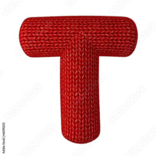 Wallpaper Mural Letter T Made of Wool Knit Isolated on White Background Torontodigital.ca