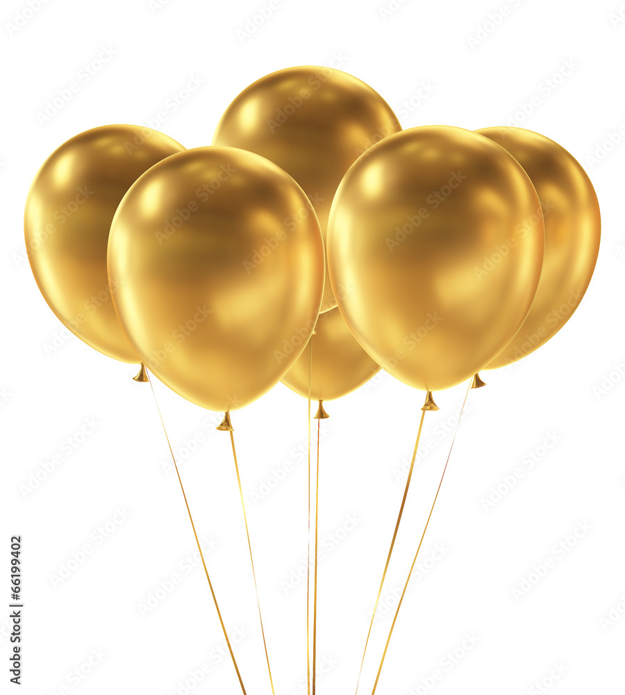 Golden Balloons isolated on White Background Golden Balloons isolated on White Background