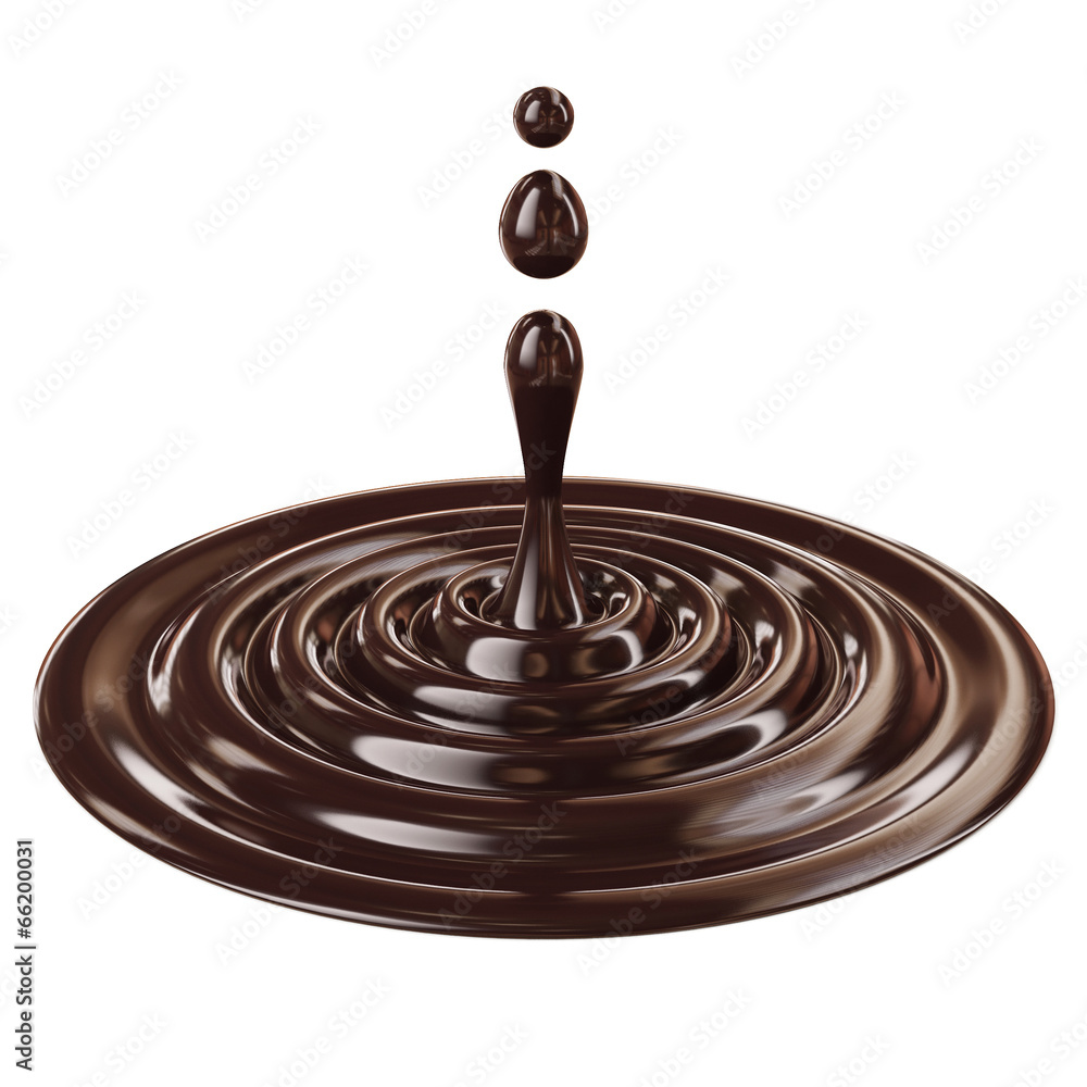 Liquid drop, black chocolate isolated on white background Liquid drop, black chocolate isolated on white background