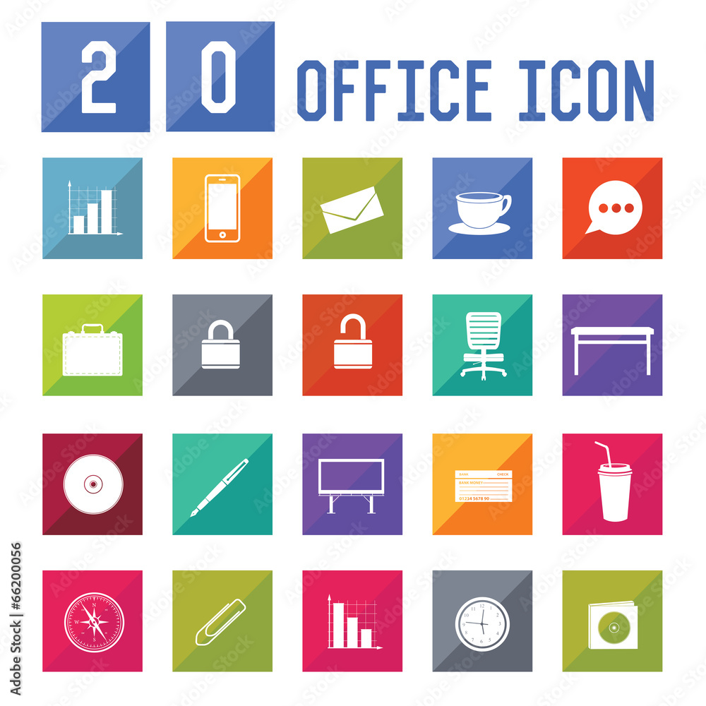 20 Office Icon set on white background 20 Office Icon set on white background