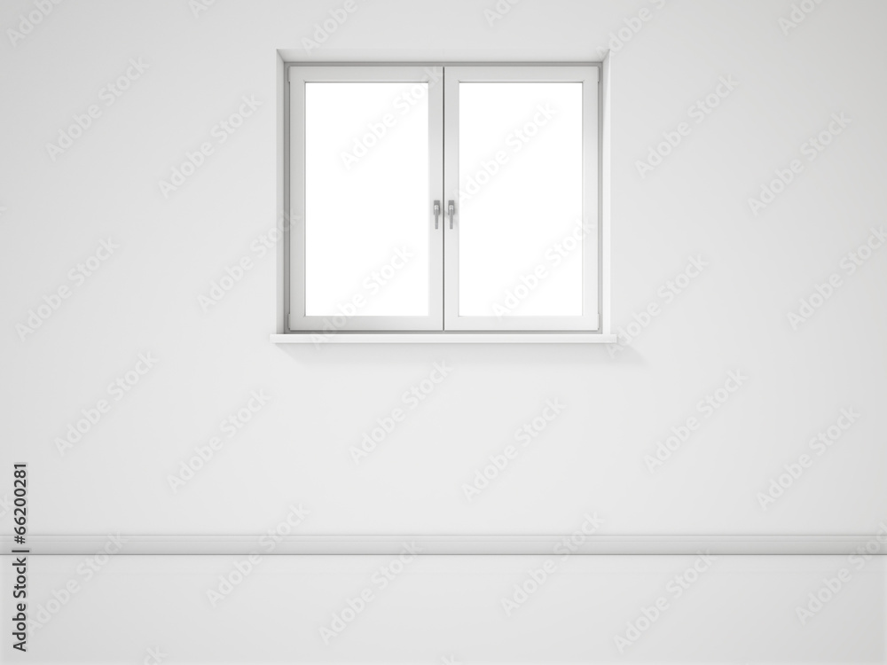 Empty White Window on White Wall Empty White Window on White Wall
