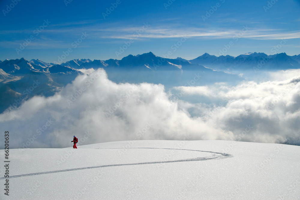 Skier in winter landscape