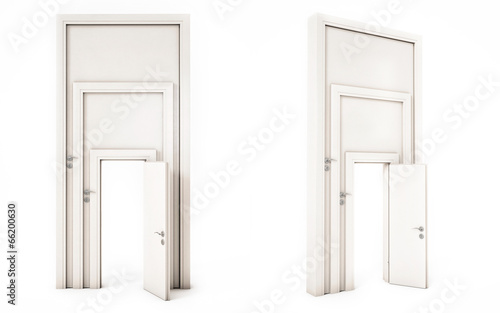 Fototapeta Naklejka Na Ścianę i Meble -  Abstract Wooden White Door Isolated on White Background,