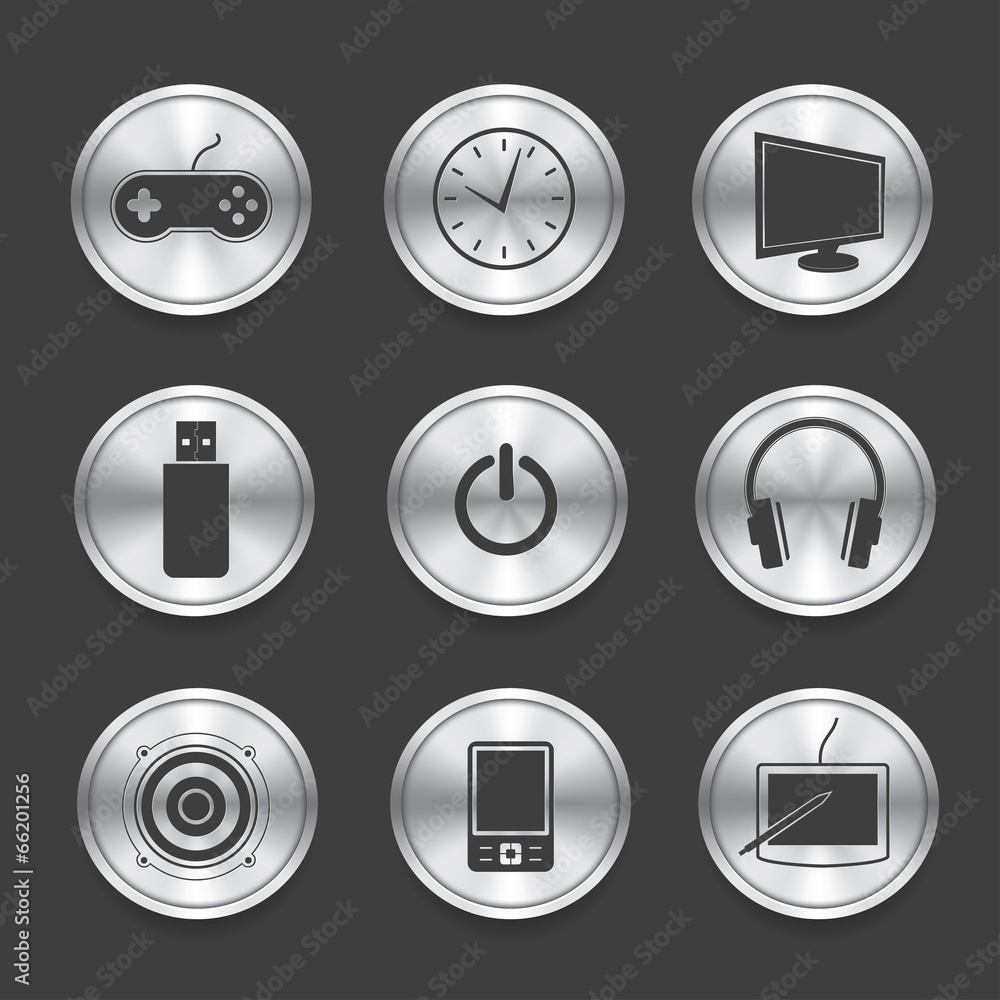 Media icons,Silver vector Media icons,Silver vector