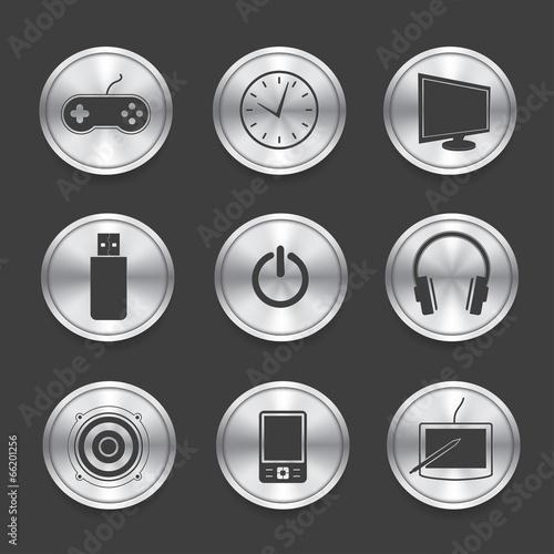 Media icons,Silver vector