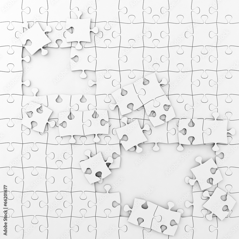 White Puzzle Illustration, Background, Unfinished Jigsaw White Puzzle Illustration, Background, Unfinished Jigsaw
