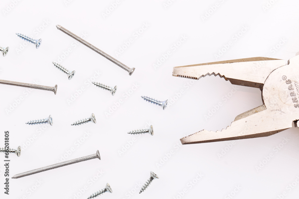 Pliers, screws and nails Pliers, screws and nails