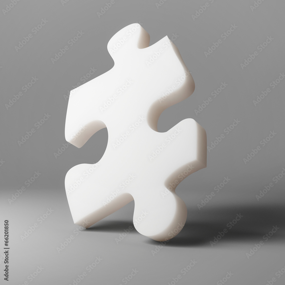 White Puzzle 3d Pie on Grey Background, 3d Illustration White Puzzle 3d Pie on Grey Background, 3d Illustration