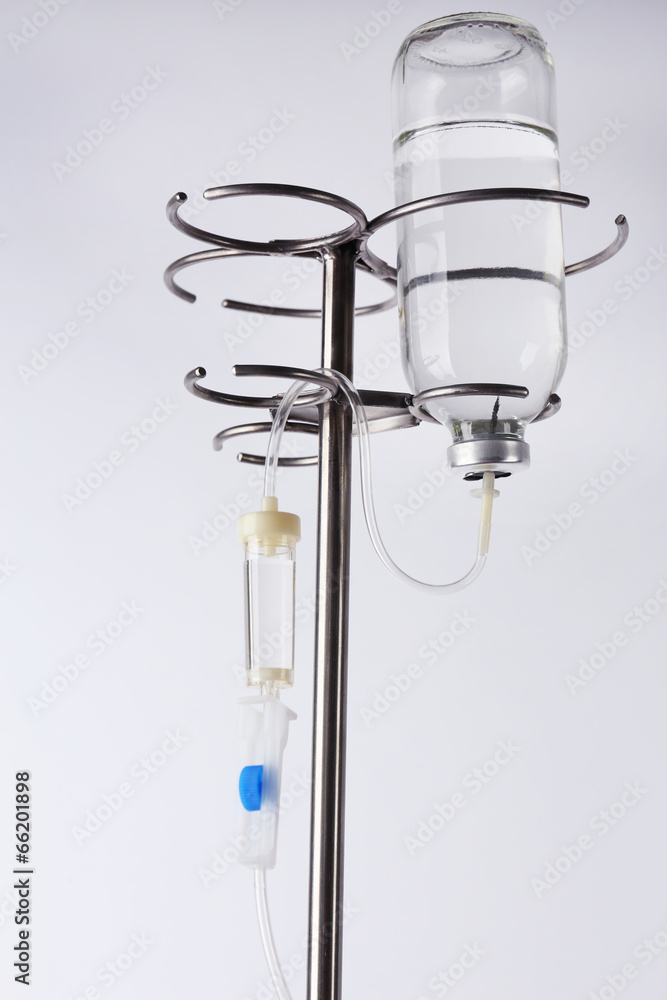 Obraz premium Disposable infusion set on grey background