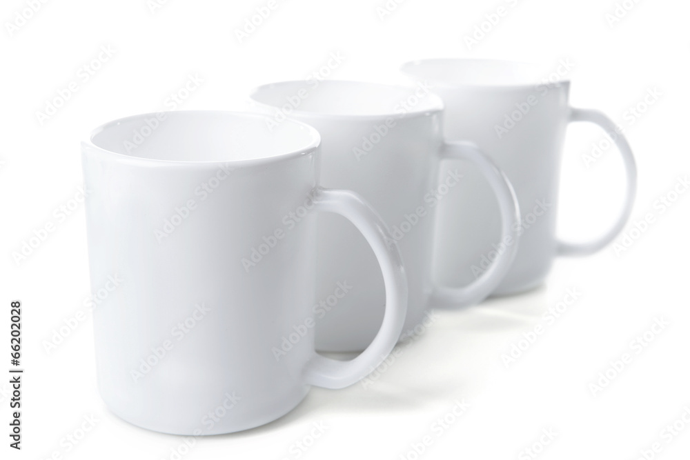 Set of white cups isolated on white Set of white cups isolated on white