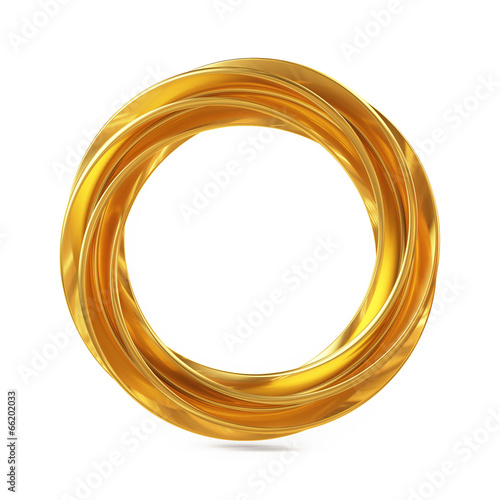 Abstract Shape, Golden Ring Isolated on White Background