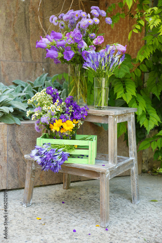 Garden decoration with wildflowers, outdoors