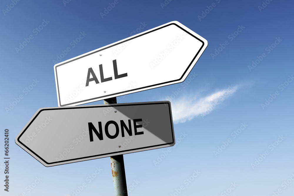 All and None directions. Opposite traffic sign. All and None directions. Opposite traffic sign.