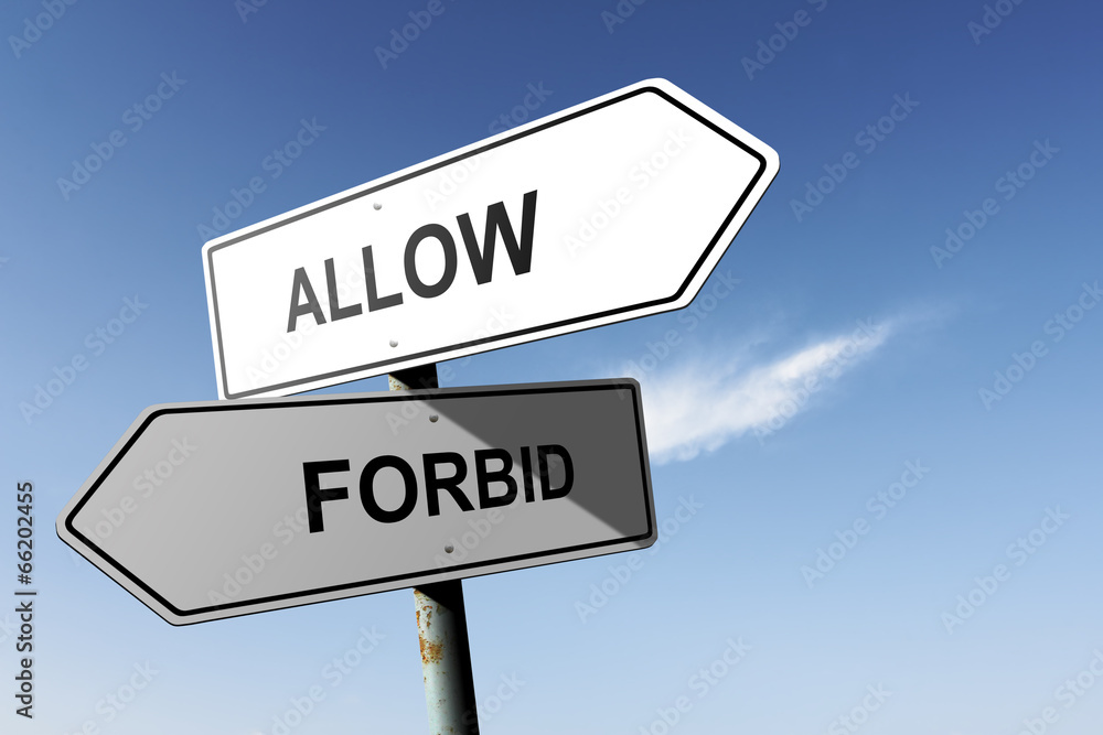 Allow and Forbid directions. Opposite traffic sign. Allow and Forbid directions. Opposite traffic sign.
