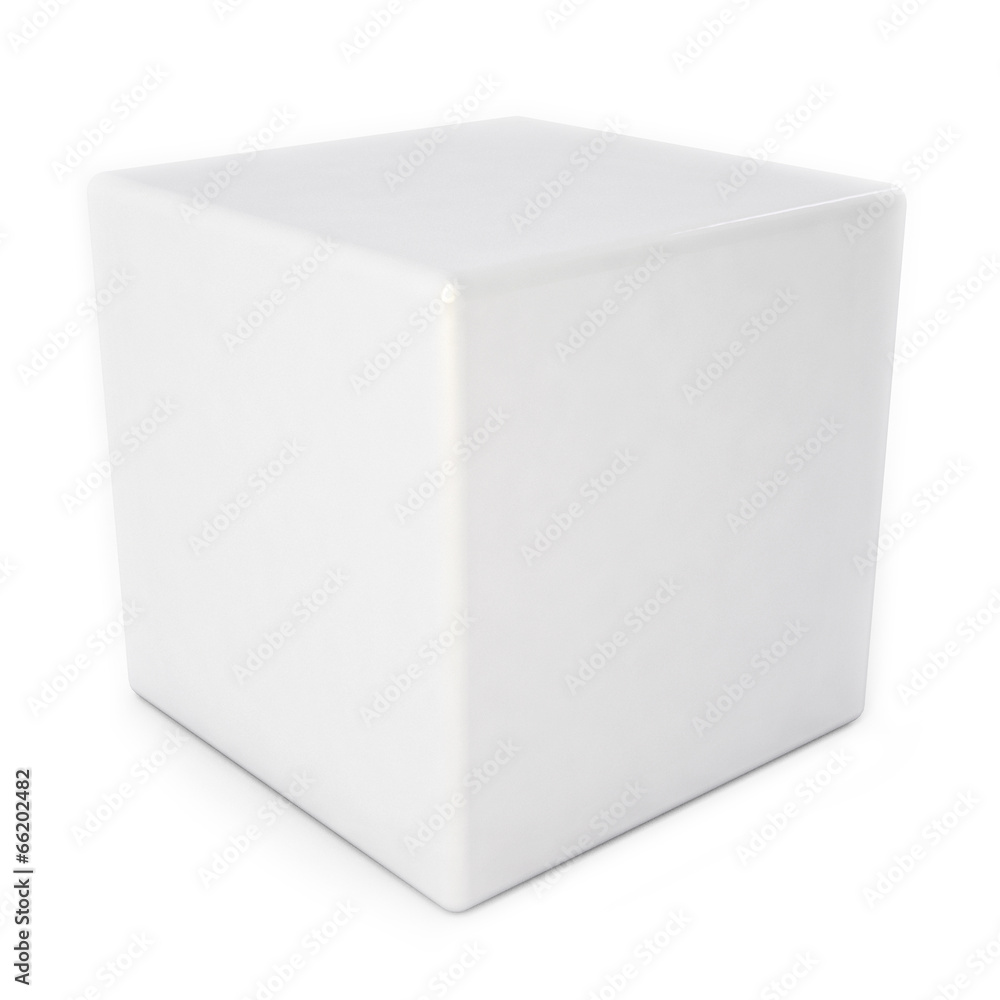 Blank white cube with reflection isolated over white Blank white cube with reflection isolated over white