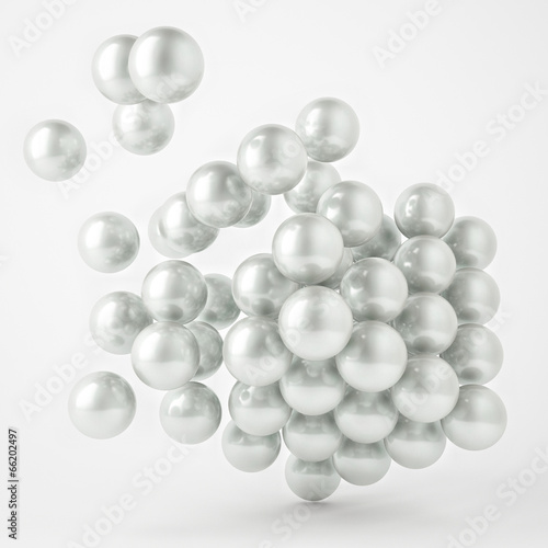 3d Abstract Composition Made Of White Perls Isolated Over White