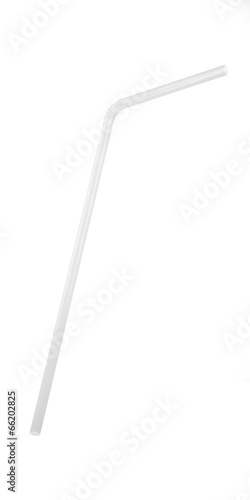 3D White Transparent Drinking Straw Isolated on White