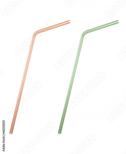 3D Transparent Drinking Straws Isolated on White