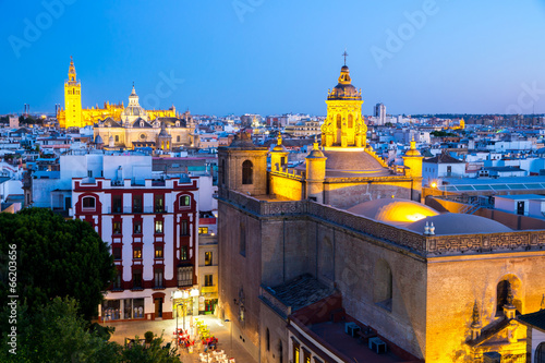 Seville Cathedral at dusk spain photo