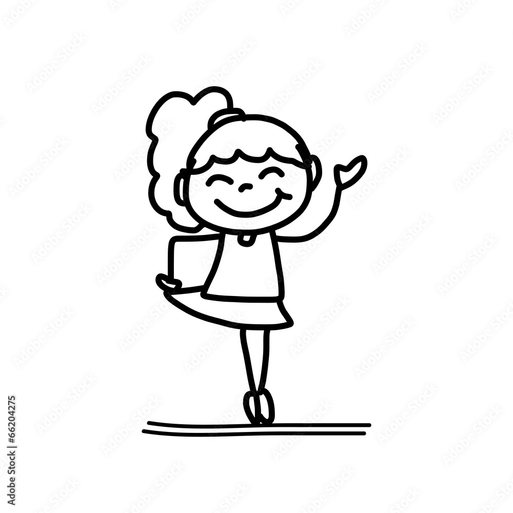 hand drawing cartoon character happy kids hand drawing cartoon character happy kids
