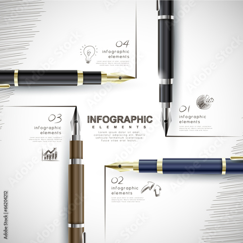creative template with fountain pen writing informations