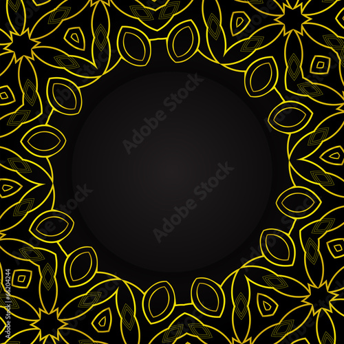 Black circle with golden ornaments