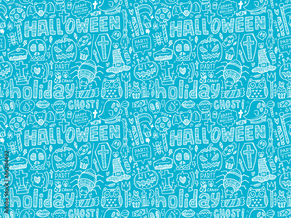 seamless doodle halloween holiday background