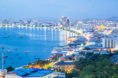 Pattaya - Holiday Nights : Pattaya City twilight time, busy with