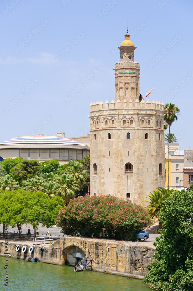 The Torre del Oro and Rio Guadalquivir in Sevilla, Spain