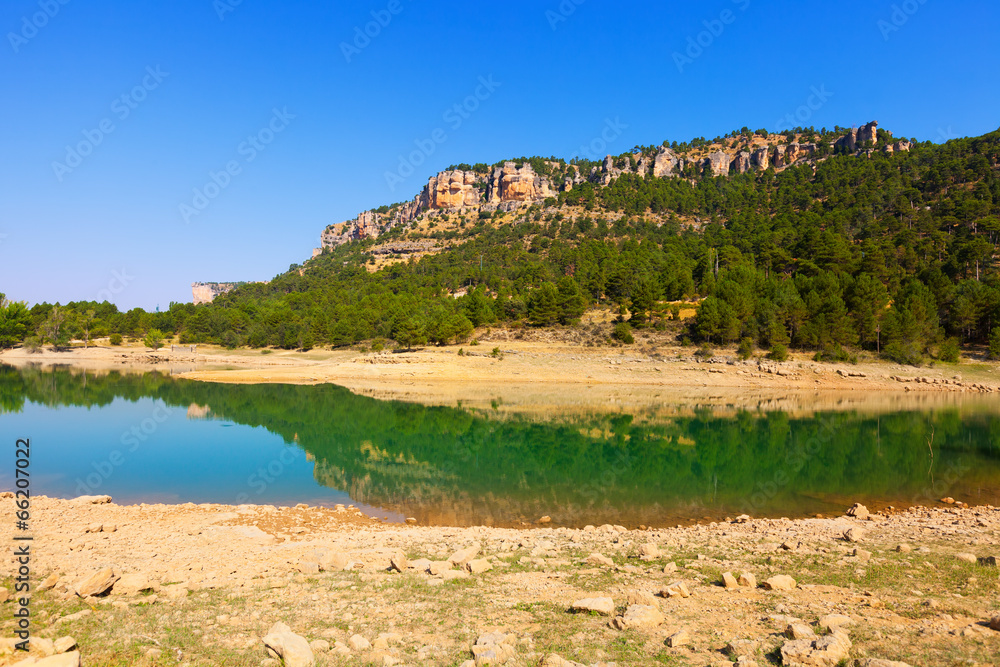  landscape with mountains lake in  summer day