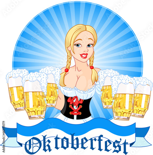 Oktoberfest girl serving beer