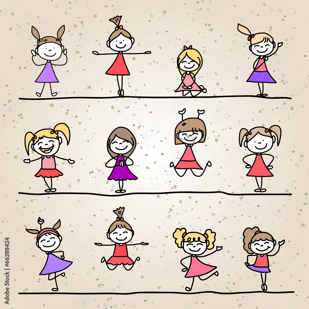 hand drawing cartoon character happy kids hand drawing cartoon character happy kids