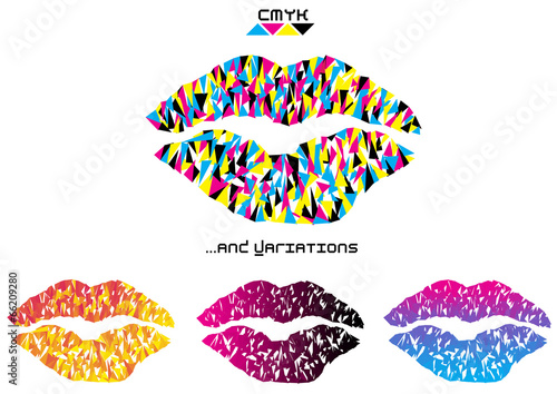 color vector pop art lips on white background