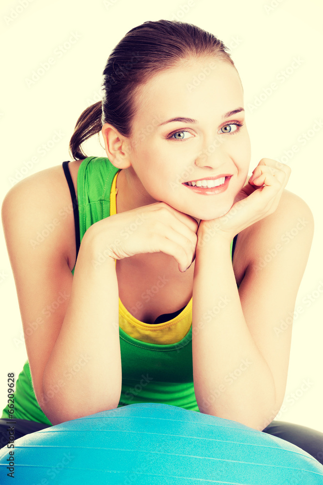 Obraz premium Woman with pilates exercise ball.