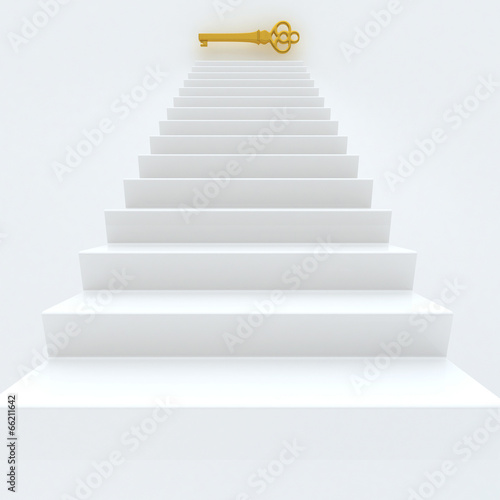 White Staircase With Golden Key