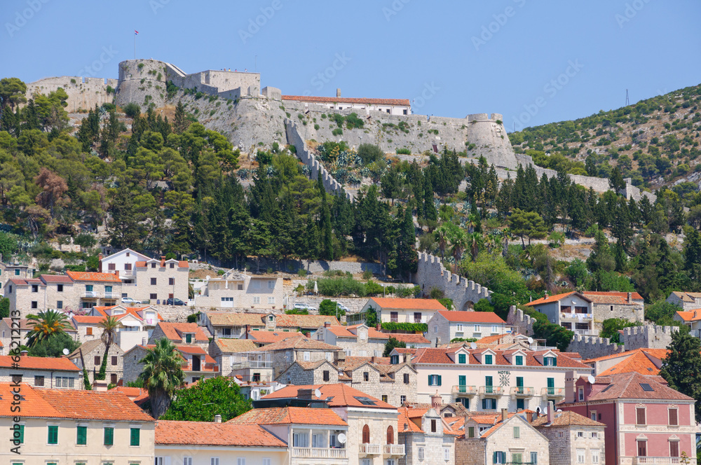Cityscape and the Fortress of Hvar in Croatia