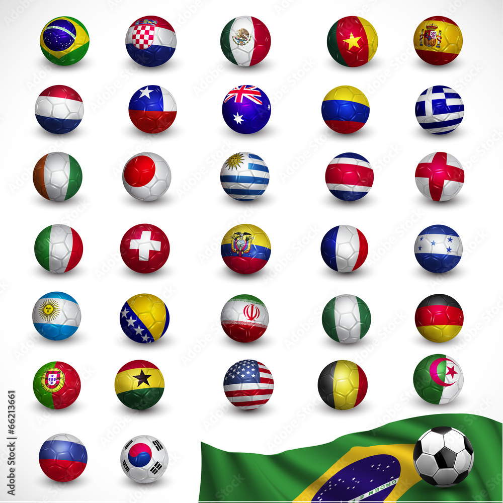 Naklejka premium soccer ball (Football) with flag Brazil 2014, Soccer Tournament