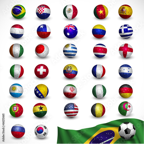 soccer ball (Football) with flag Brazil 2014, Soccer Tournament