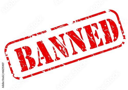 BANNED stamp with red text on white