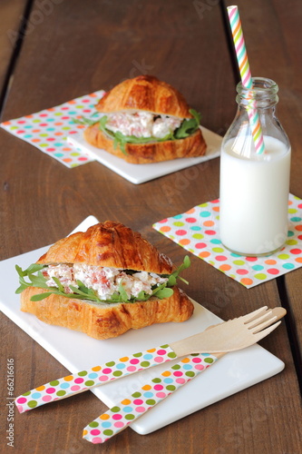 Party table with stuffed croissants photo