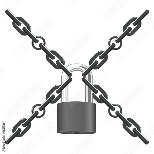Vector steel chain cross with lock
