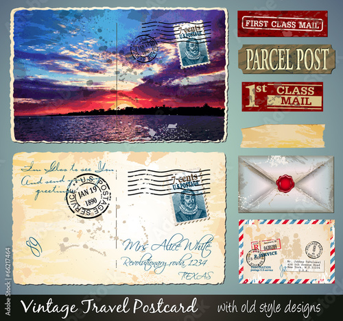 Travel Vintage Postcard Design with antique look