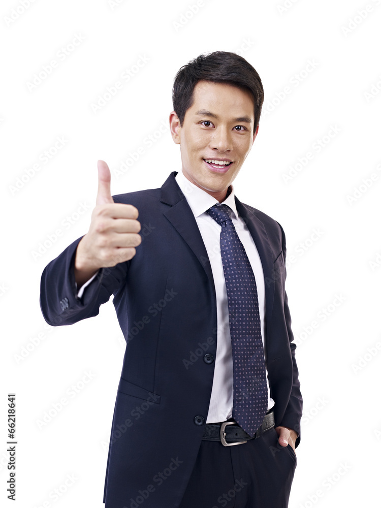 asian businessman thumb up, isolated on white asian businessman thumb up, isolated on white
