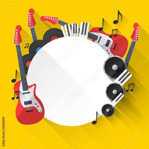 Vector Music Background in Flat style design