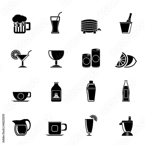 Silhouette beverages and drink icons