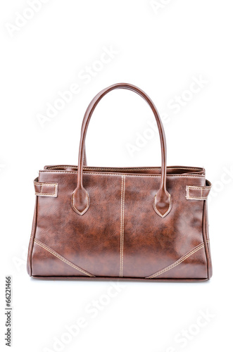 Woman leather bag isolated white background