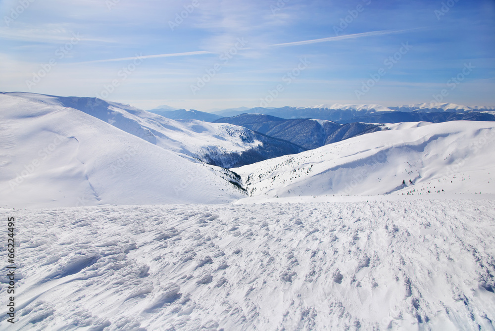 WInter mountains landscape with blue sky in summer sunny day WInter mountains landscape with blue sky in summer sunny day