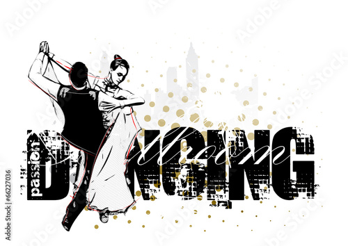 Classic dancing pair silhouette